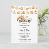  Truck met Pompoenen Wedding Couples Douche Kaart (Staand voorkant)