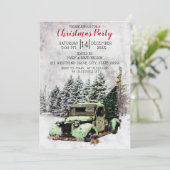  Truck met Puppy Kerst Uitnodiging (Staand voorkant)