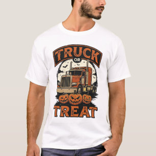 Truck Of Treat Halloween Pompoen Semi Truck Vintag T-shirt
