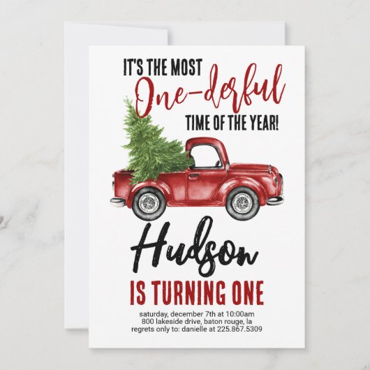  truck Onederful Eerste Verjaardag Kaart (Voorkant)