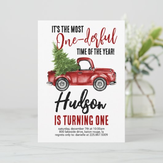  truck Onederful Eerste Verjaardag Kaart (Staand voorkant)