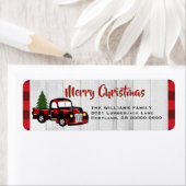 Truck op Buffalo Plaid Retouradres Etiket (Insitu)