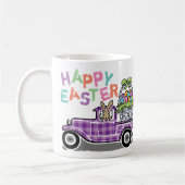  Truck Paarse Gingham Happy Easter Bunny Koffiemok (Links)