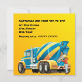 Truck Party Kinder Custom Concrete mixer Kaart (Achterkant)