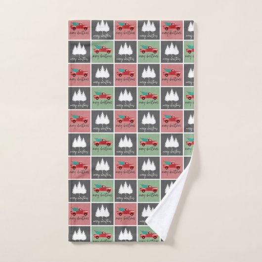 Truck Pattern (Cute Red en Green Kerstmis) Bad Handdoek (Handdoek)