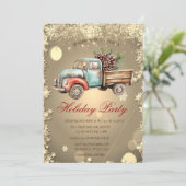 Truck Pine Cones Sterren Vakantie Uitnodiging (Staand voorkant)