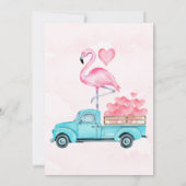 Truck Pink Flamingo Hearts Baby shower Kaart (Achterkant)