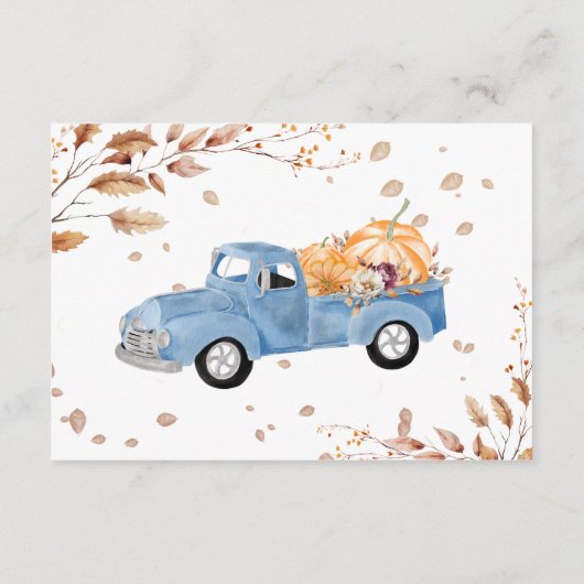  Truck Pompoen Herfst Baby shower Advies Informatiekaartje (Achterkant)