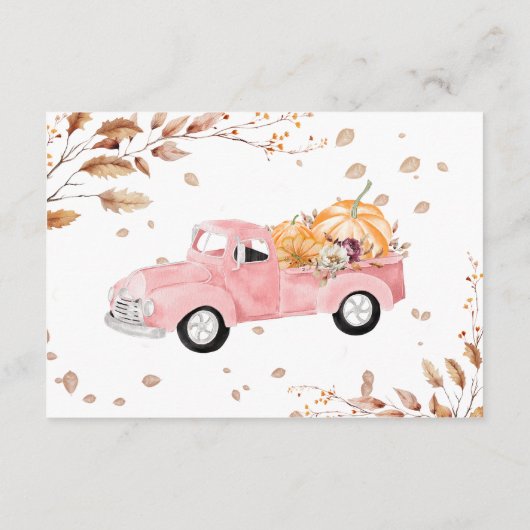  Truck Pompoen Herfst Baby shower Advies Informatiekaartje (Achterkant)