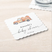 Truck pompoen herfst baby shower kartonnen onderzetters (Gebogen)