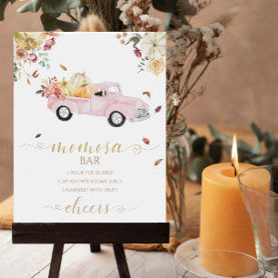 Truck Pompoen Herfst Baby shower MOMosa Bar Sign Poster