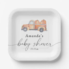 Truck pompoen herfst baby shower papieren bordje
