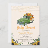 Truck Pumpkin, String Lights, Stippen Baby shower Kaart (Voorkant)