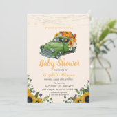 Truck Pumpkin, String Lights, Stippen Baby shower Kaart (Staand voorkant)