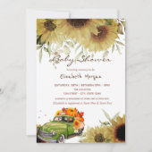 Truck Pumpkin Sunflower Drive Baby shower Kaart (Voorkant)