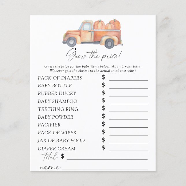 Truck Pumpkins - Raad de prijs Game (Voorkant)