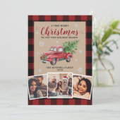  Truck Red Buffalo met kerstmis 3 Foto Feestdagenkaart (Staand voorkant)