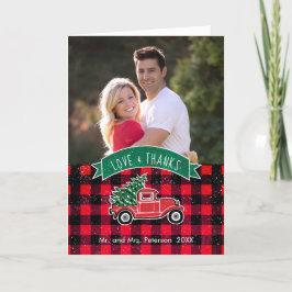  Truck Red Buffalo Plaid vakantiefoto Bedankkaart