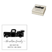  Truck Return Address Cute kerstboom Rubberstempel (Gestempeld)
