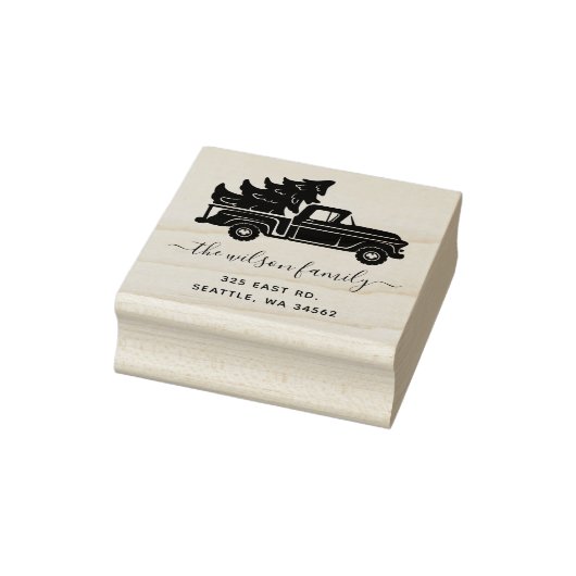  Truck Return Address Cute kerstboom Rubberstempel (Stempel)
