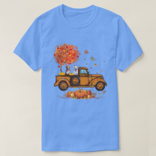 Truck Riding Boer Dog Pumkins Autumn Leaf Herfst Y T-shirt (Design voorkant)