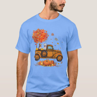 Truck Riding Boer Dog Pumkins Autumn Leaf Herfst Y T-shirt