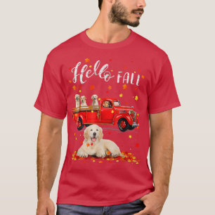 Truck Riding Golden Retriever Dogs Autumn Cute Fal T-shirt