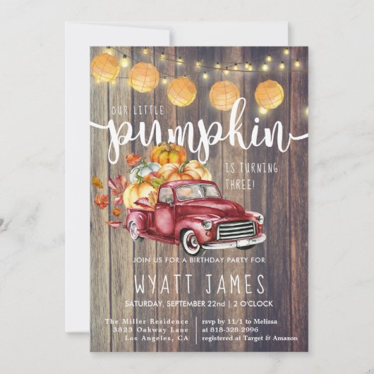  Truck Rustic Barnwood Autumn Birthday (Voorkant)