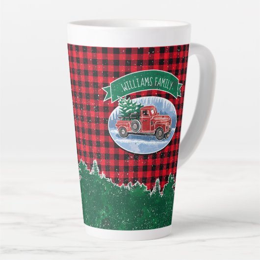  Truck Rustic Buffalo Pset Monogram Naam Latte Mok (Rechterhoek)