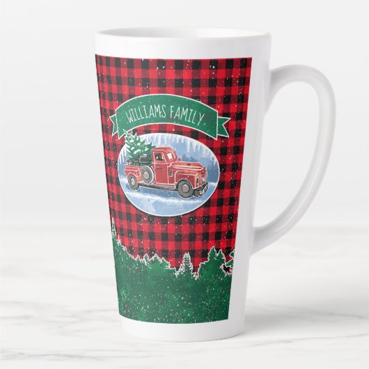  Truck Rustic Buffalo Pset Monogram Naam Latte Mok (Rechts)