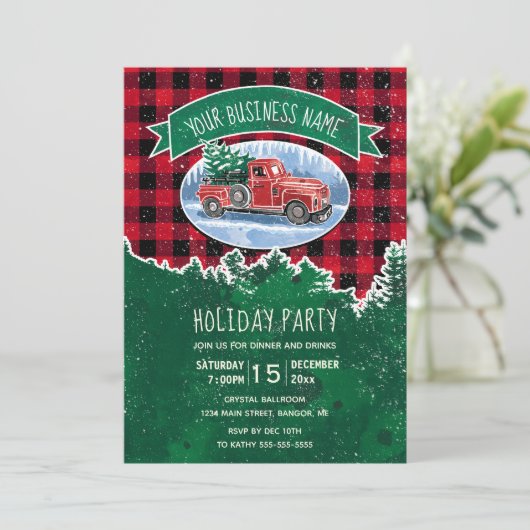  Truck Rustic Corporate Holiday Party Kaart (Staand voorkant)