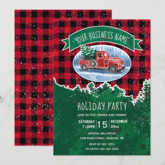  Truck Rustic Corporate Holiday Party Kaart (Voorkant / Achterkant)