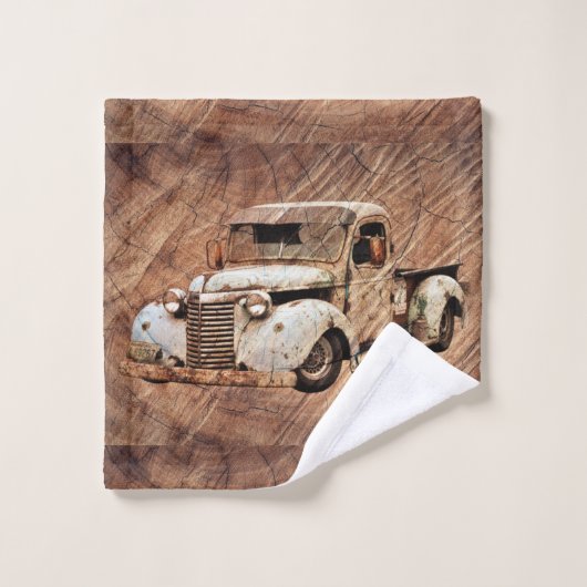  Truck Rustic Wood Bad Handdoek (Wasdoekje)