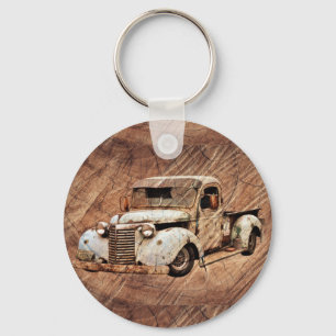 Truck Rustic Wood Sleutelhanger