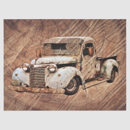  Truck Rustic Wood Tissuepapier (Voorkant)
