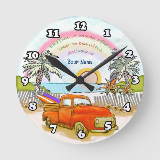 Truck Surfer lighthouse   clock Ronde Klok (Voorkant)