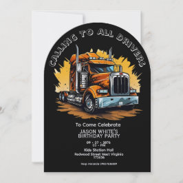 Truck Thema Jongens Verjaardagsuitnodiging  Kaart