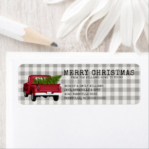 TRUCK TREE CHRISTMAS BOERDERIJ NAME TERUGKEER ETIKET