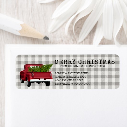  TRUCK TREE CHRISTMAS BOERDERIJ NAME TERUGKEER ETIKET (Insitu)