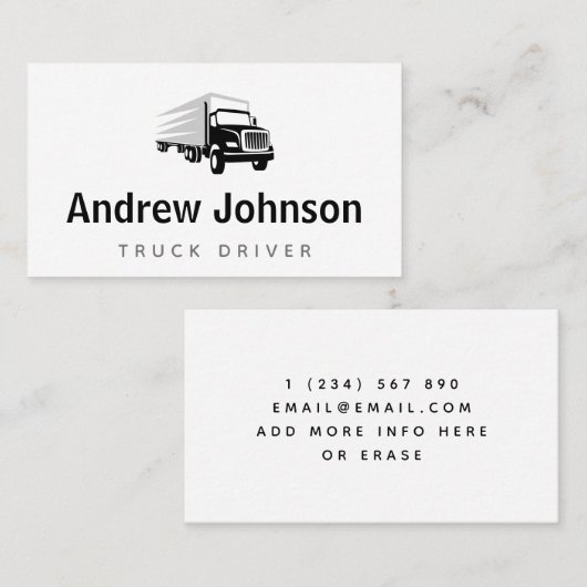 Truck Trucker Auto Rijdend Vervoer Wit Visitekaartje (Voorkant / Achterkant)