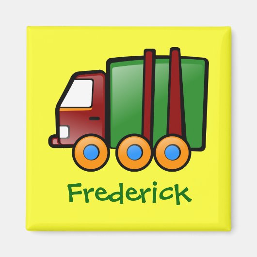 Truck voor persoonlijke naam Cartoon Magneet (Voorkant)
