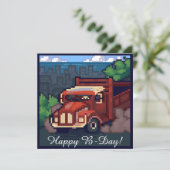 Truck, vrachtwagen, happy b-day pixel art,  kaart (Staand voorkant)
