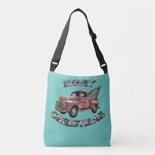 Truck & Xmas Tree Retro Design Merry Christmas Crossbody Tas (Voorkant)