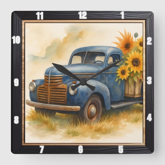  Truck Zonnebloem Boerderij Vierkante Klok (Voorkant)
