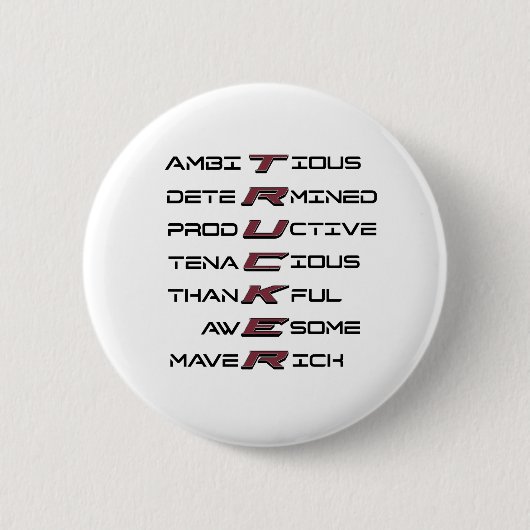 Trucker Acrostic Professionele Eigenschappen Sterk Ronde Button 5,7 Cm (Voorkant)