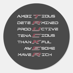 Trucker Acrostic Professionele Eigenschappen Sterk Ronde Sticker