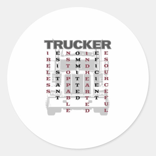 Trucker Acrostic Tireless Resistant Unstoppable Ronde Sticker (Voorkant)