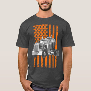 Trucker American Flag Semi-Trailer Truck Driver Ha T-shirt