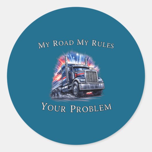 Trucker American Flag Truck Driver  Ronde Sticker (Voorkant)