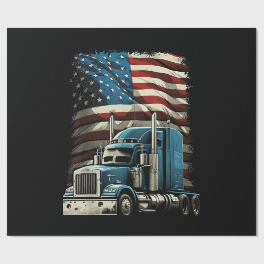 Trucker Amerikaanse vlag voor patriottische vracht Cadeaupapier (Vlak)
